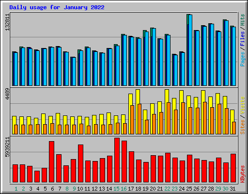 Daily usage for January 2022