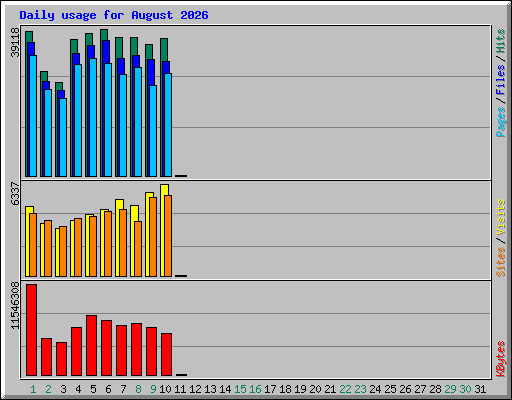 Daily usage for August 2026